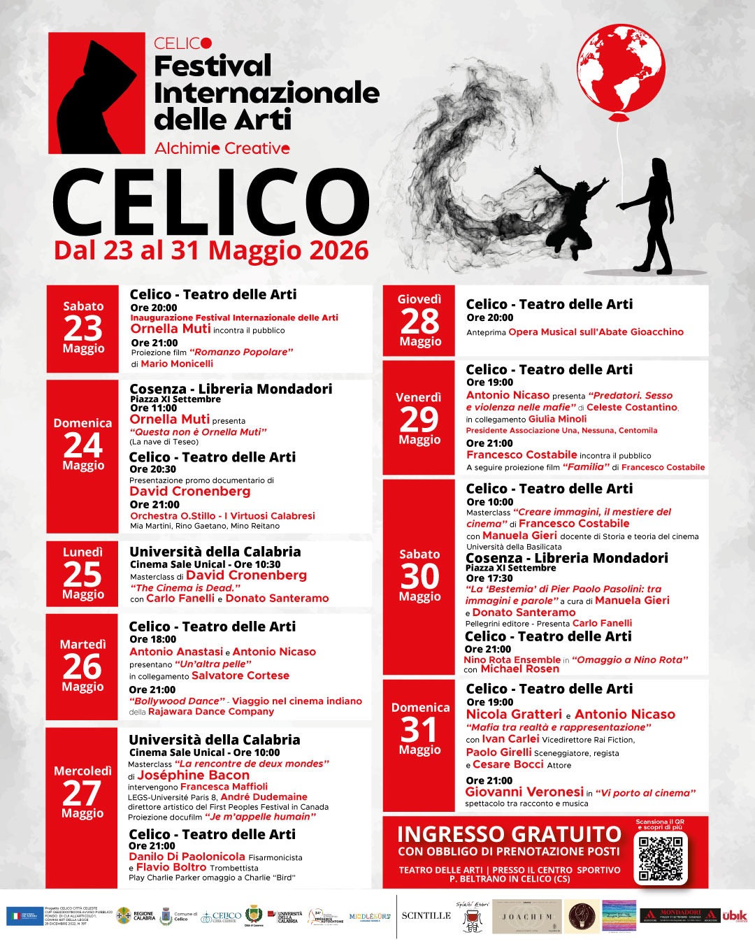 Da David Cronenberg a Ornella Muti, Francesco Costabile, la poetessa Joséphine Bacon, Nicola Gratteri, Cesare Bocci, Giovanni Veronesi e tanti altri artisti per il Festival Internazionale delle arti di Celico diretto da Donato Santeramo e Antonio Nicaso.