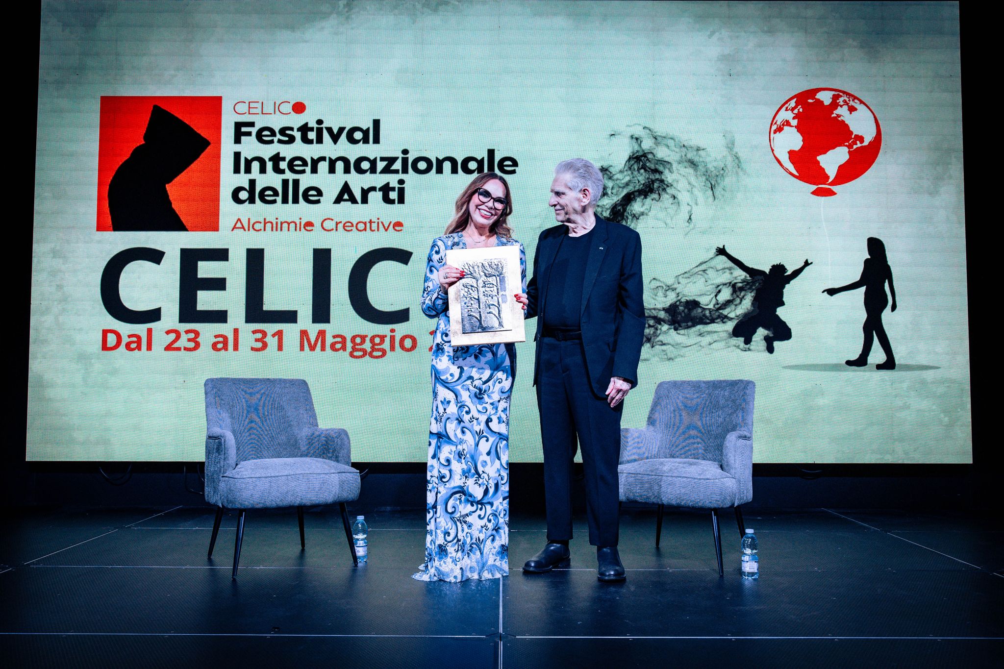 Celico International Arts Festival, Il regista canadese David Cronenberg, Presidente onorario, consegna il Premio alla carriera a Ornella Muti